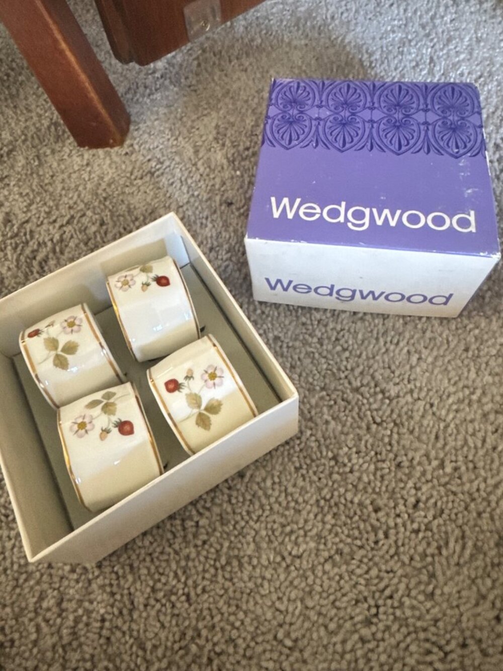 Wedgwood Napkin Rings Vintage 1960s Wild Strawberries